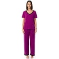 thumbnail image 1 of Fruit of the Loom Women's Soft & Breathable V-Neck Short Sleeve Top & Pajama Pant Set, Sizes S-4X, 1 of 11