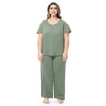 thumbnail image 1 of Fruit of the Loom Women's Soft & Breathable V-Neck Short Sleeve Top & Pajama Pant Set, Sizes S-4X, 1 of 11