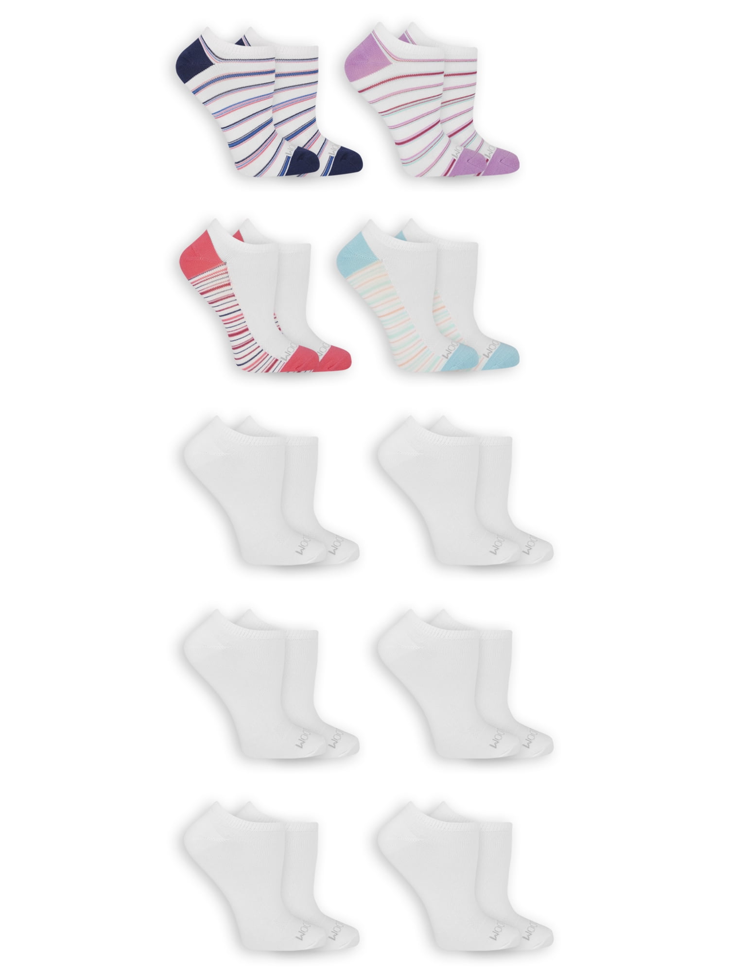 Fruit of the Loom Women's Soft Flat Knit No Show Socks 10 Pack ...