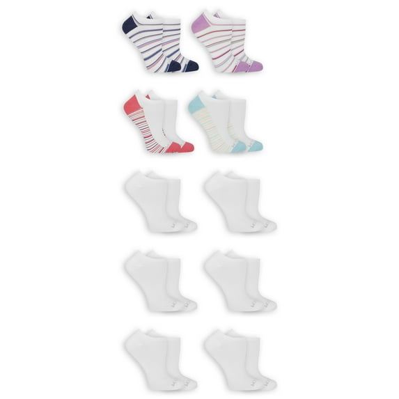 Fruit of the Loom Women's Soft Flat Knit No Show Socks 10 Pack