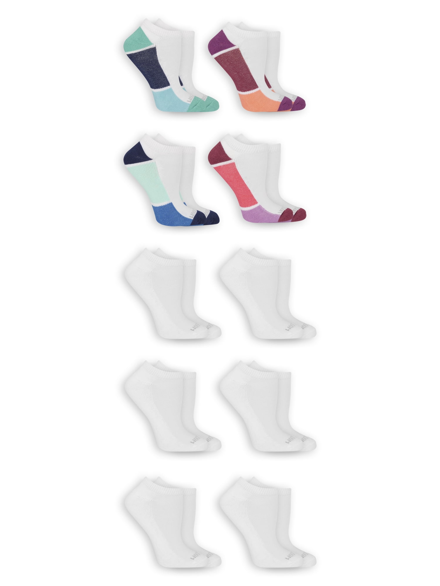 Fruit of the Loom Women's Soft Half Cushion No Show Socks 10 Pack ...
