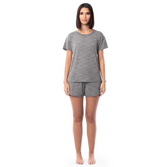 Fruit of the Loom Women's Soft and Breathable Short Sleeve Crew Top & Pajama Short Set, Sizes S-4X
