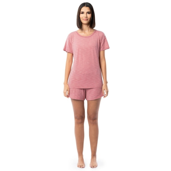 Fruit of the Loom Women's Soft and Breathable Short Sleeve Crew Top & Pajama Short Set, Sizes S-4X