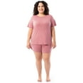 thumbnail image 1 of Fruit of the Loom Women's Soft and Breathable Short Sleeve Crew Top & Pajama Short Set, Sizes S-4X, 1 of 10