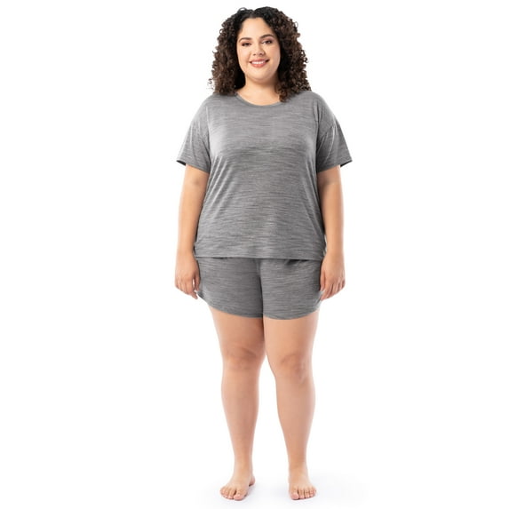 Fruit of the Loom Women's Soft and Breathable Short Sleeve Crew Top & Pajama Short Set, Sizes S-4X