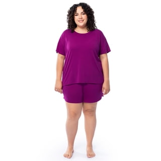 Fruit of the Loom Women's Soft and Breathable Short Sleeve Crew Top & Pajama Short Set, Sizes S-4X