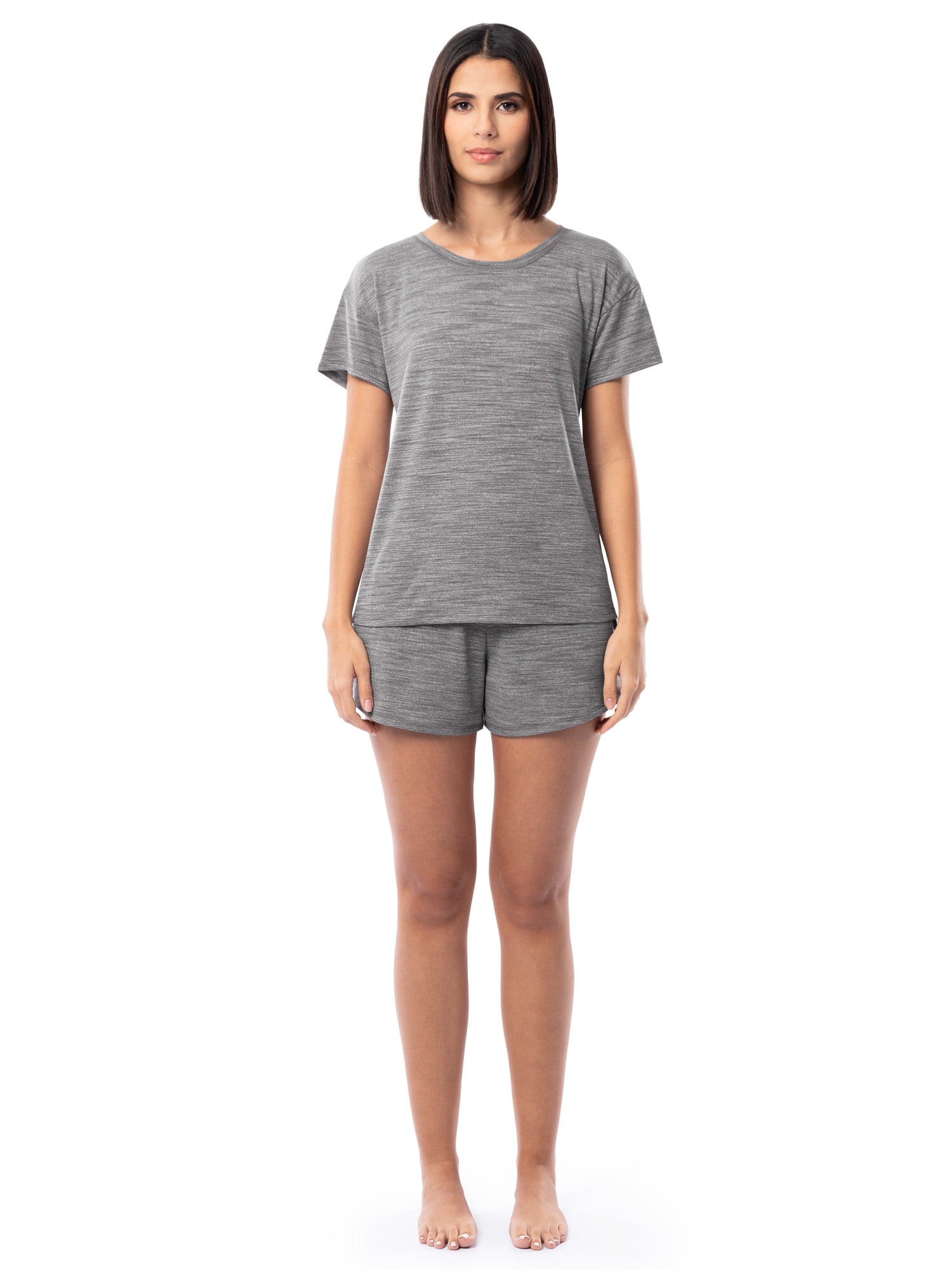 Fruit of the Loom Women's Soft and Breathable Short Sleeve Crew Top & Pajama Short Set, Sizes S-4X