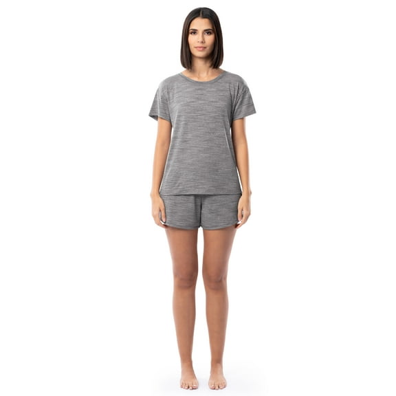 Fruit of the Loom Women's Soft and Breathable Short Sleeve Crew Top & Pajama Short Set, Sizes S-4X