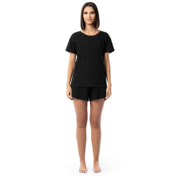Fruit of the Loom Women's Soft and Breathable Short Sleeve Crew Top & Pajama Short Set, Sizes S-4X
