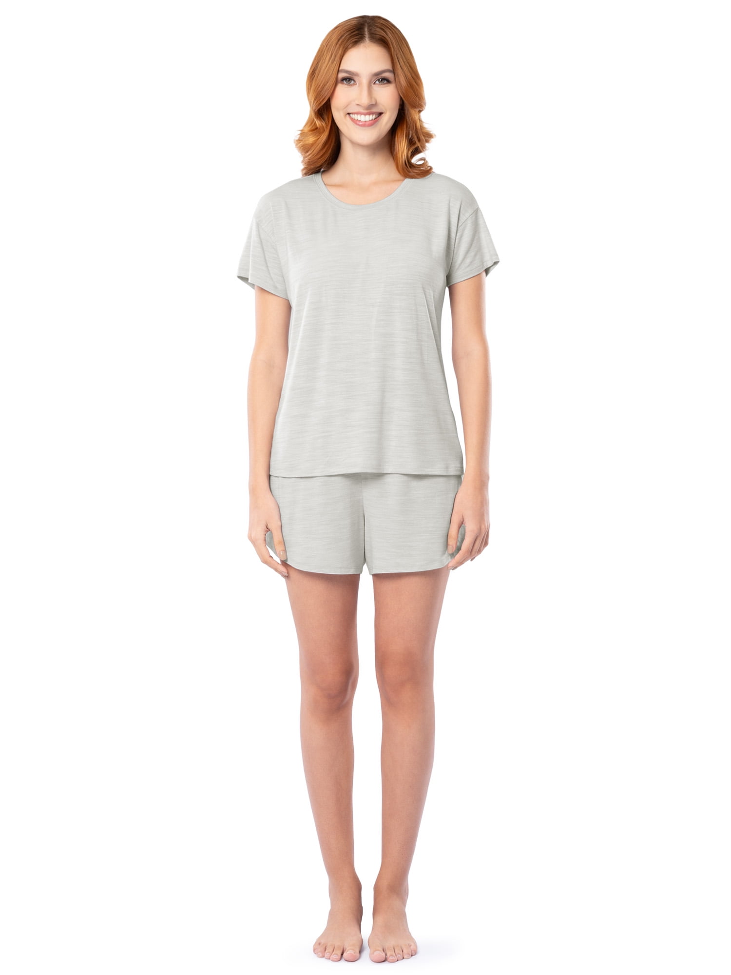Fruit of the Loom Women's Soft and Breathable Short Sleeve Crew Top & Pajama Short Set, Sizes S-4X