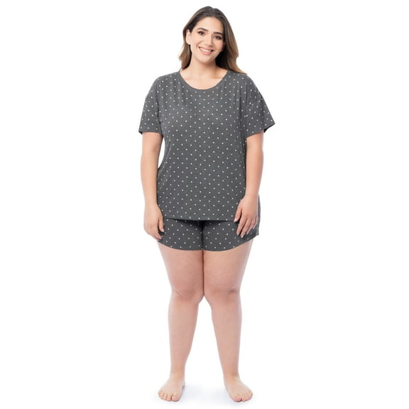 Fruit of the Loom Women's Soft and Breathable Short Sleeve Crew Top & Pajama Short Set, Sizes S-4X