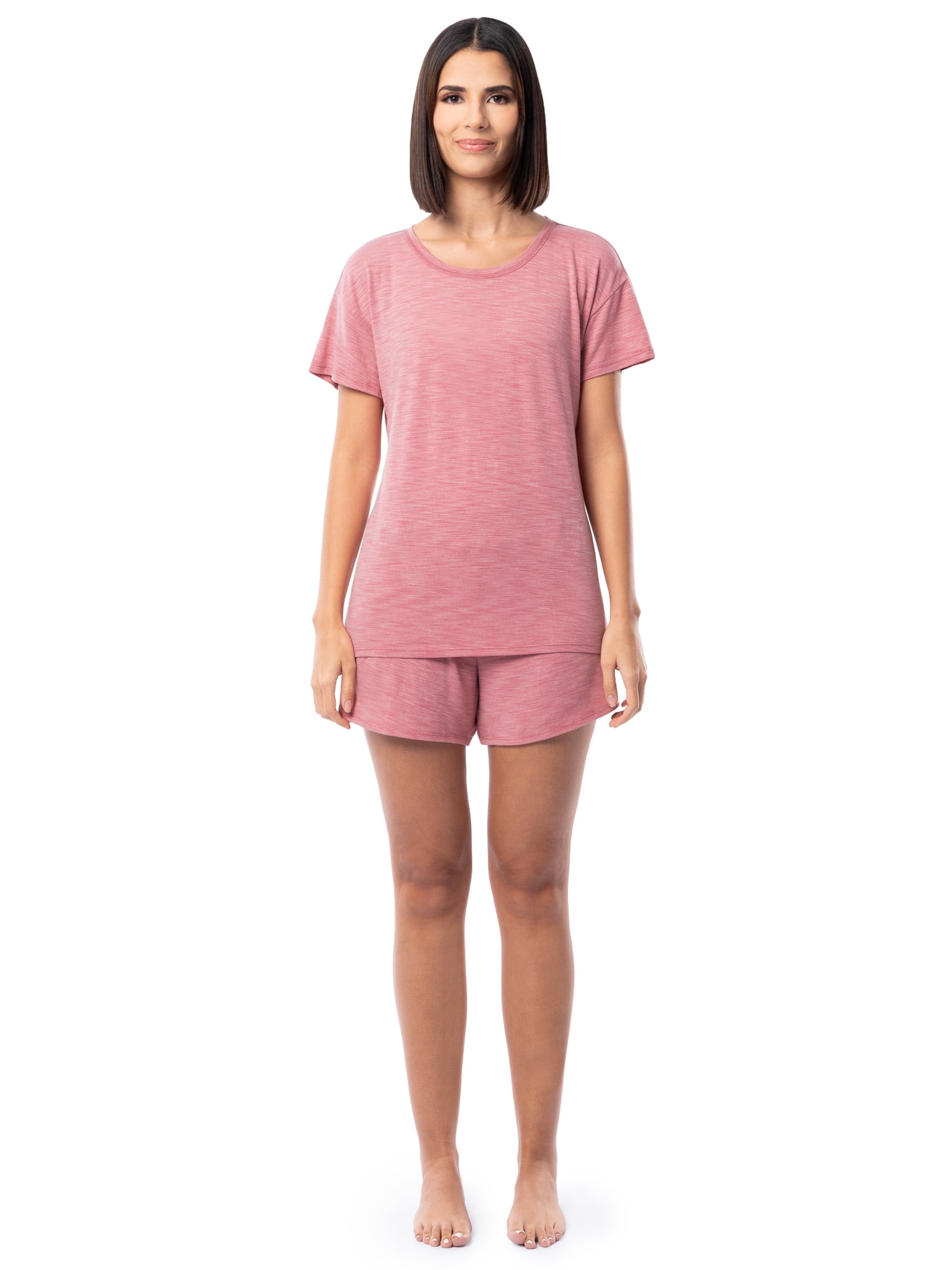 Fruit of the Loom Women's Soft and Breathable Short Sleeve Crew Top & Pajama Short Set, Sizes S-4X