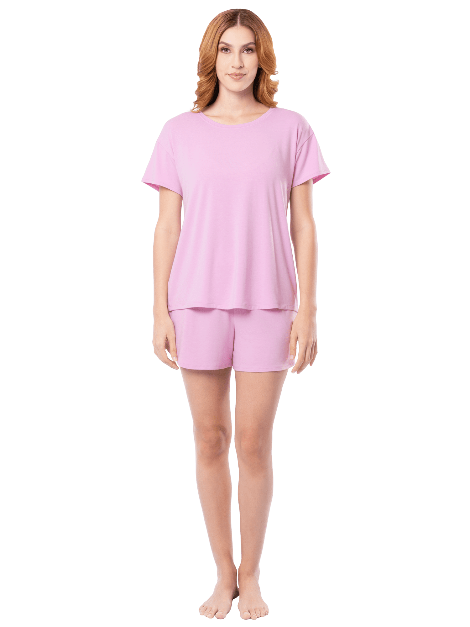 Fruit of the Loom Women's Soft and Breathable Short Sleeve Crew Top & Pajama Short Set, Sizes S-4X