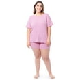 thumbnail image 1 of Fruit of the Loom Women's Soft and Breathable Short Sleeve Crew Top & Pajama Short Set, Sizes S-4X, 1 of 9
