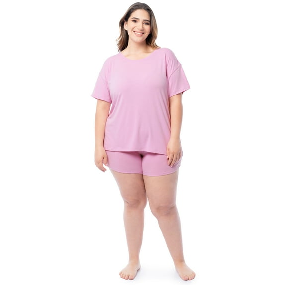 Fruit of the Loom Women's Soft and Breathable Short Sleeve Crew Top & Pajama Short Set, Sizes S-4X