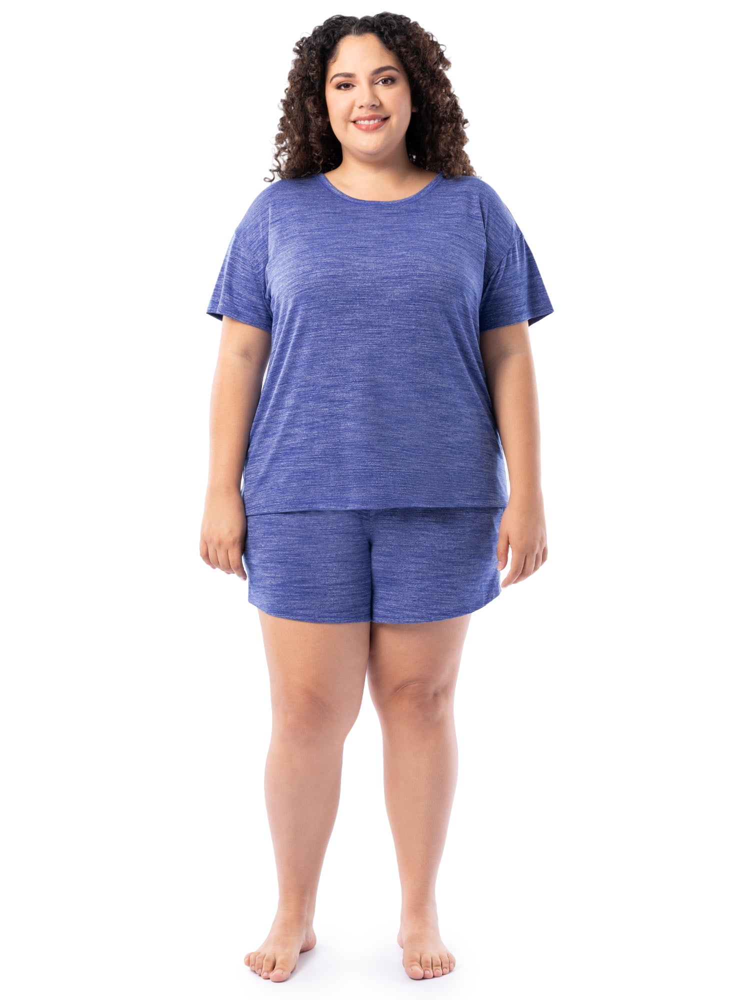 Fruit of the Loom Women's Soft and Breathable Short Sleeve Crew Top & Pajama Short Set, Sizes S-4X