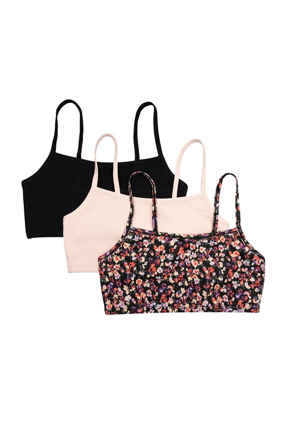 Women's Spaghetti Strap Cotton Sports Bra, 3-Pack, Style-9036