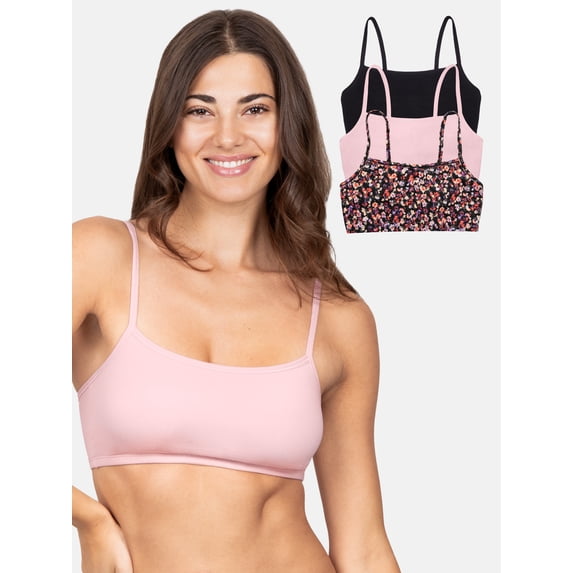 Fruit of the Loom Women's Spaghetti Strap Cotton Sports Bra, 3-Pack, Style-9036
