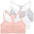 thumbnail image 1 of Fruit of the Loom Women's Spaghetti Strap Cotton Sports Bra, 3-Pack, Style-9036, Size 38, Stripe/White/Rose, 1 of 3