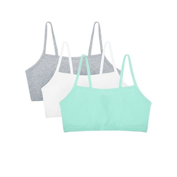 Fruit of the Loom Women's Spaghetti Strap Cotton Sports Bra, 3-Pack, Style-9036