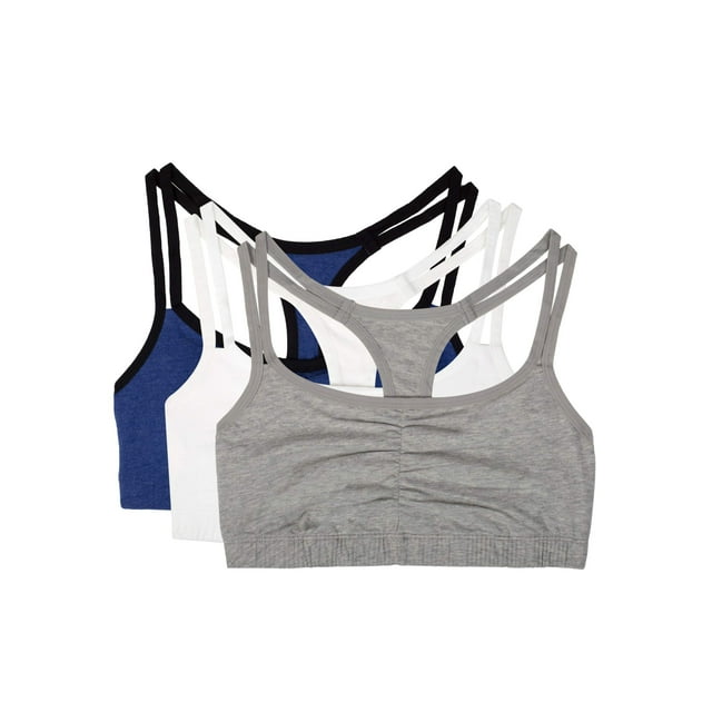 Fruit of the Loom Women's Spaghetti Strap Cotton Sports Bra, 3Pack, Style9036