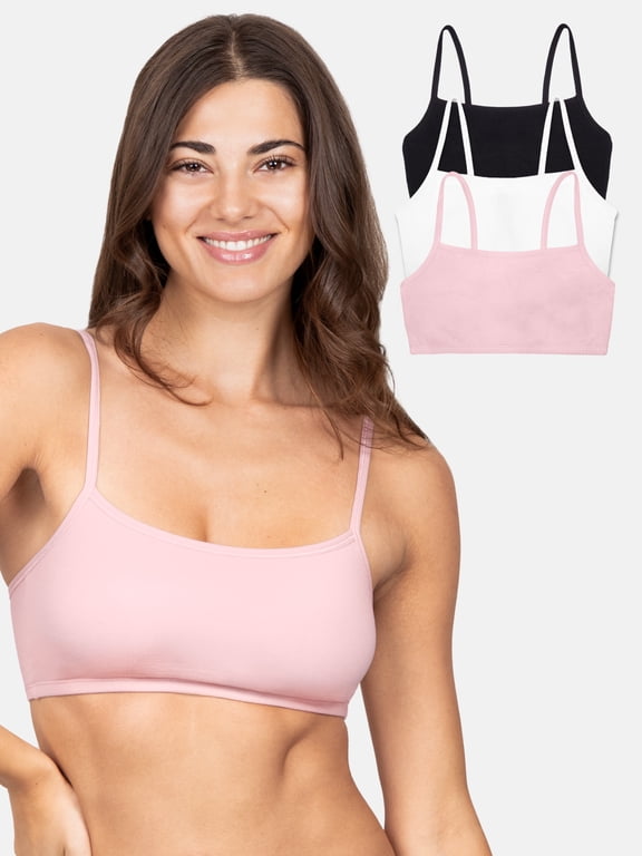 Women's Spaghetti Strap Cotton Sports Bra, 3-Pack, Style-9036