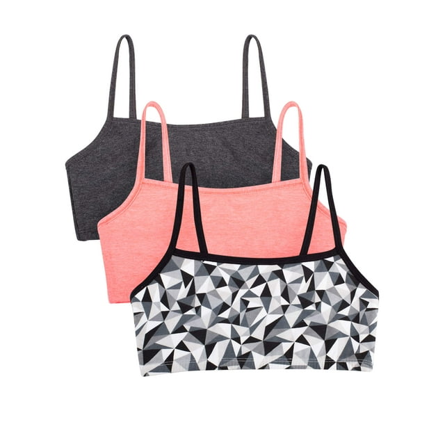 Fruit of the Loom Women's Spaghetti Strap Cotton Sports Bra, 3-Pack, Style-9036