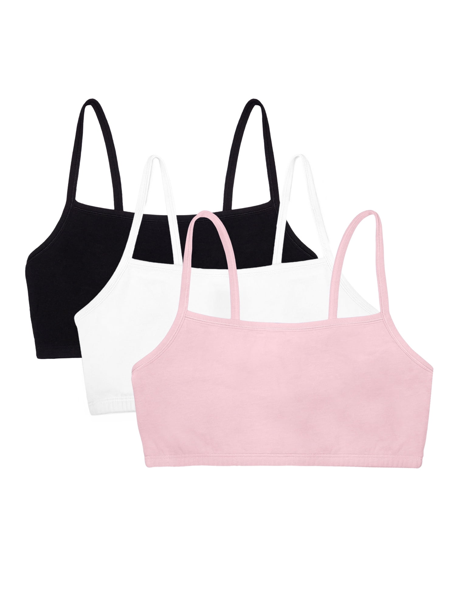Fruit of the Loom Women's Spaghetti Strap Cotton Sports Bra, 3-Pack, Style-9036