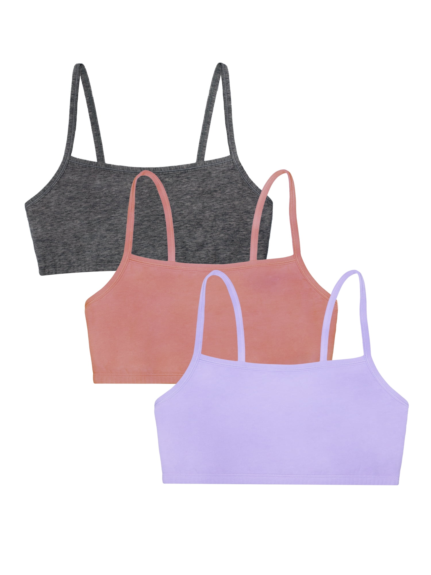 Fruit of the Loom Women's Spaghetti Strap Cotton Sports Bra, 3-Pack, Style 9036