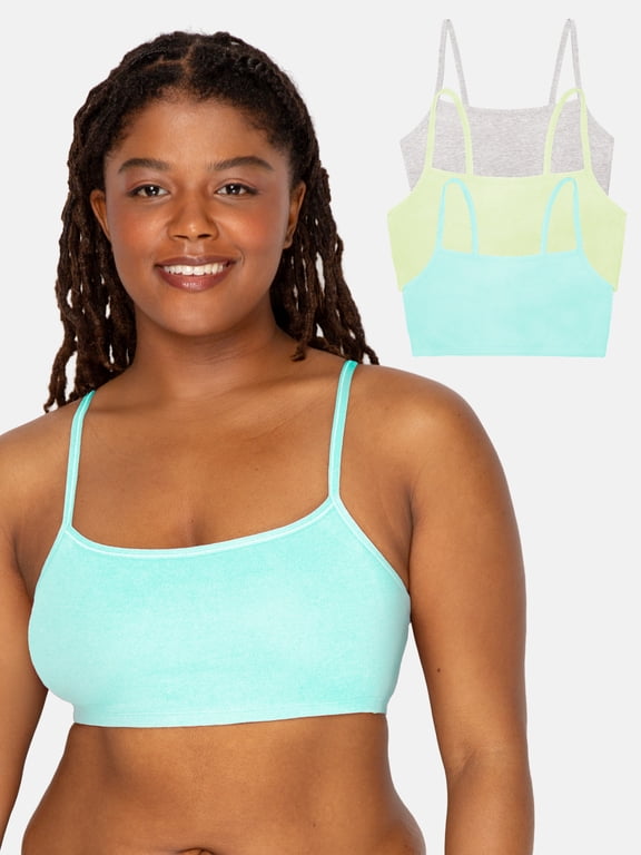 Women's Spaghetti Strap Cotton Sports Bra, 3-Pack, Style 9036