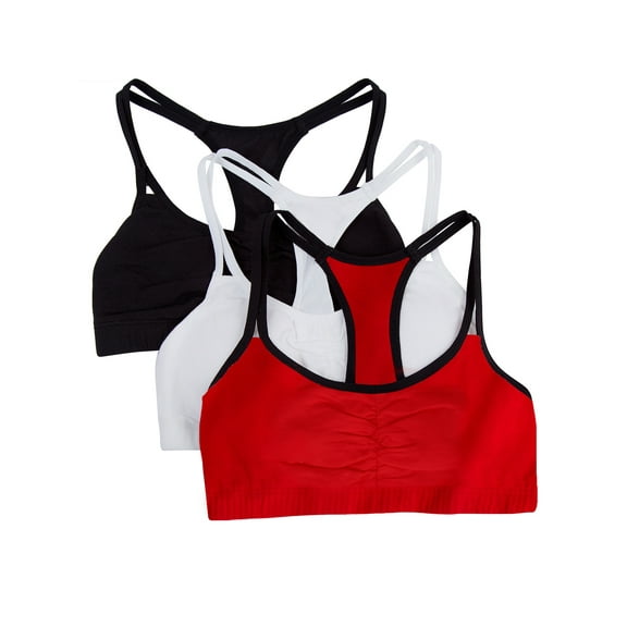 Fruit of the Loom Women's Spaghetti Strap Cotton Sports Bra, 3-Pack, Style-9036