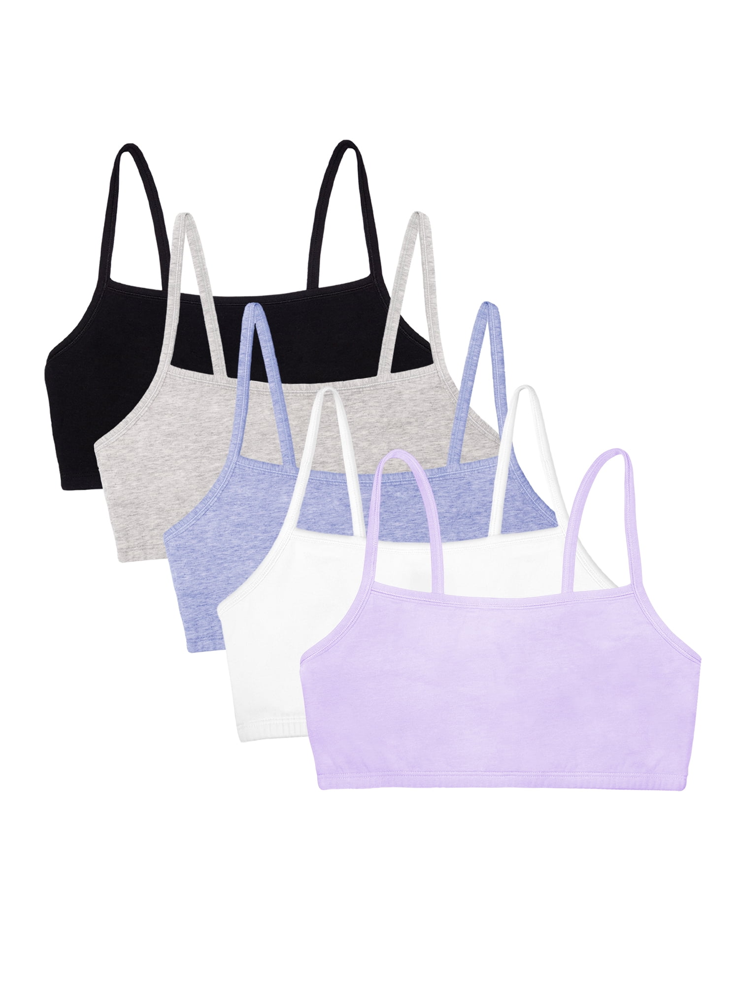 Fruit of the Loom Women's Spaghetti Strap Cotton Sports Bra, 5-Pack, Style 9036