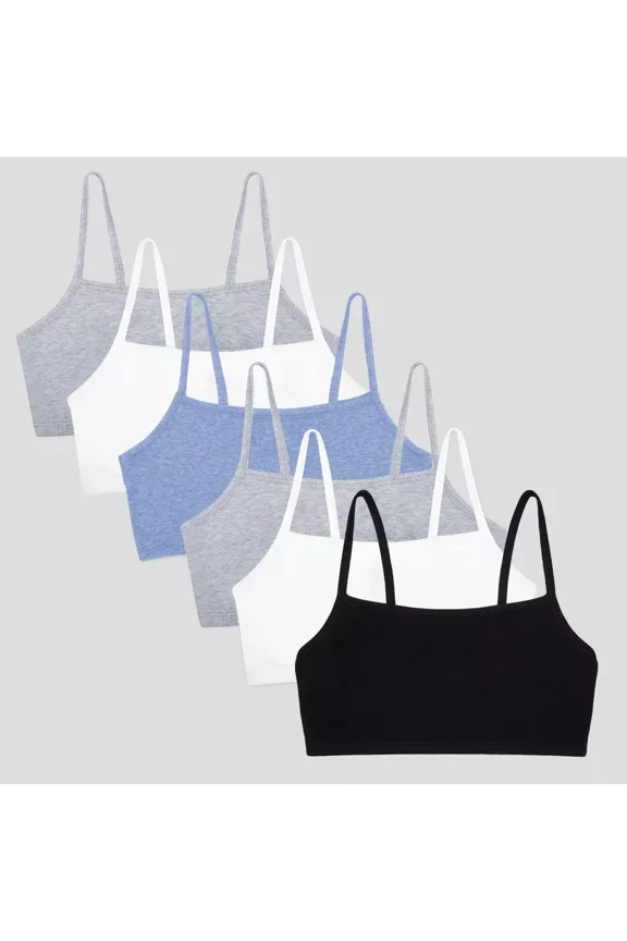 Women's Spaghetti Strap Cotton Sports Bra 6-Pack
