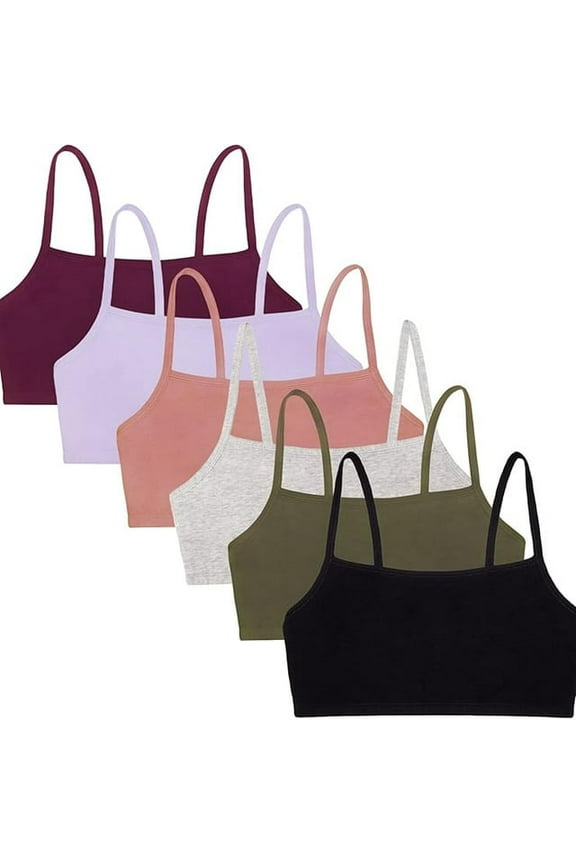 Women's Spaghetti Strap Cotton Sports Bra, Assorted, 6- Pack, Size 38