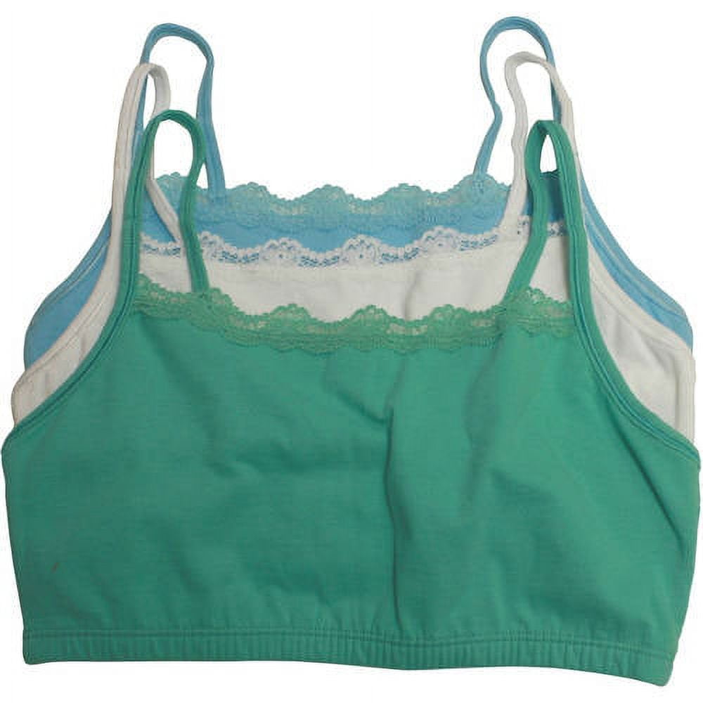 Fruit of the Loom Women's Spaghetti Strap Cotton Sports Bra with Lace, 3Pack, Style9036