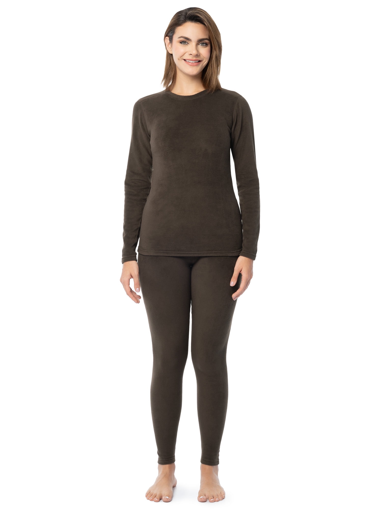 Fruit of the Loom Women's Stretch Fleece Thermal Top and Bottom Set, Sizes S-4X