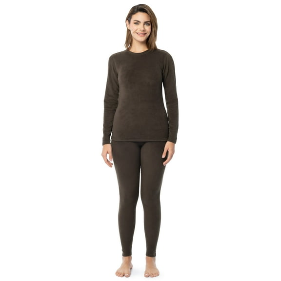 Fruit of the Loom Women's Stretch Fleece Thermal Top and Bottom Set, Sizes S-4X