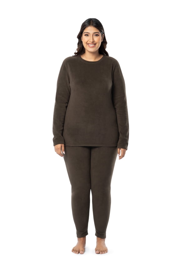Women's Stretch Fleece Thermal Top and Bottom Set, Sizes S-4X