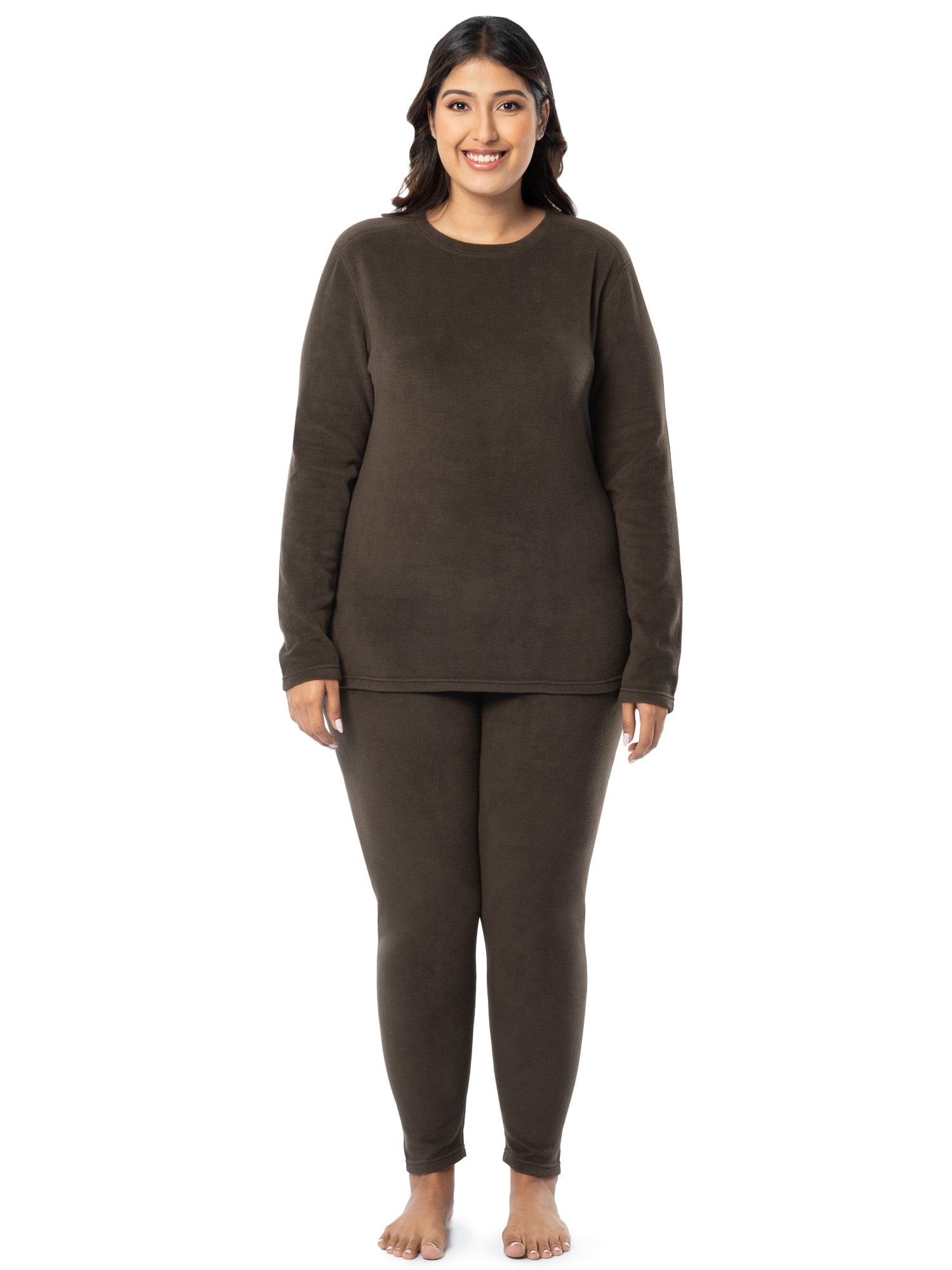Fruit of the Loom Women's Stretch Fleece Thermal Top and Bottom Set, Sizes S-4X