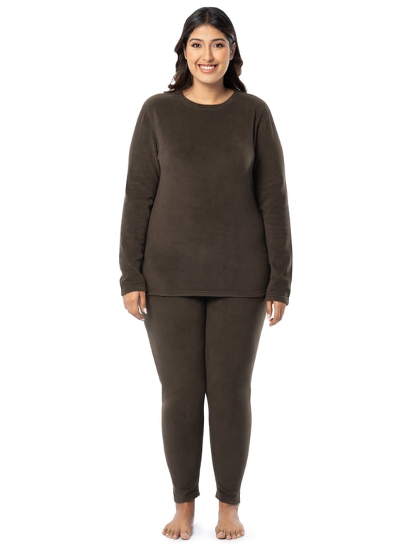 Women's Stretch Fleece Thermal Top and Bottom Set, Sizes S-4X