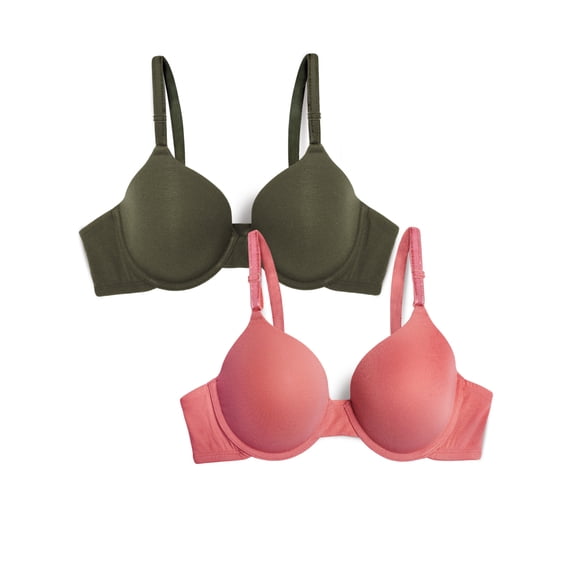 Fruit of the Loom Women's T-Shirt Bra 2 Pack, Style FT938, Sizes M to XXL