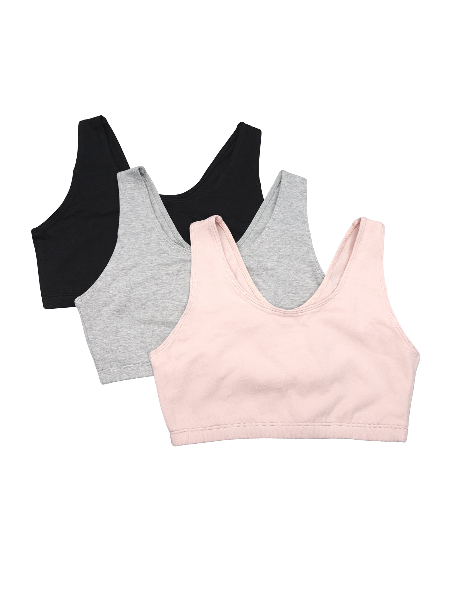 Fruit of the Loom Women's Tank Style Cotton Sports Bra 3-Pack, Sizes 34-46