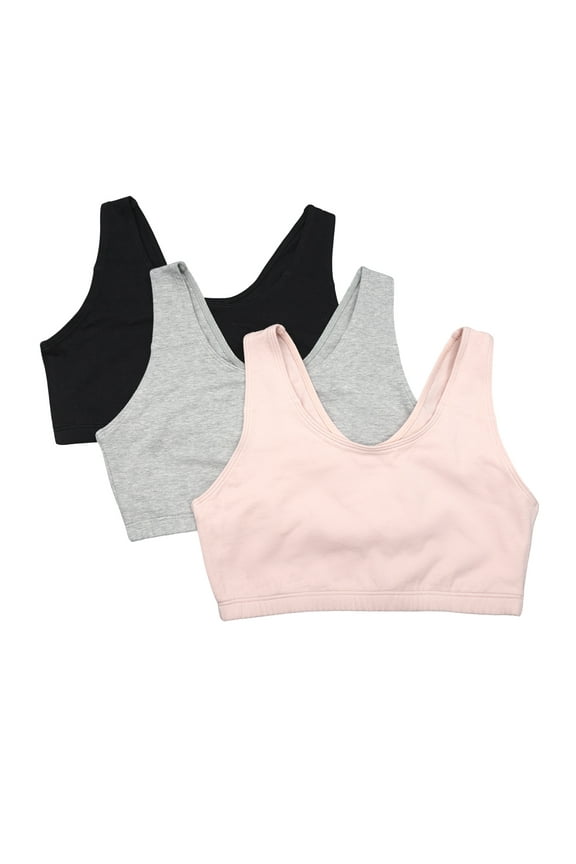 Women's Tank Style Cotton Sports Bra 3-Pack, Sizes 34-46