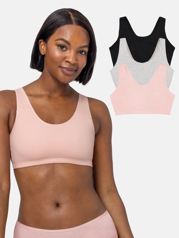 Women's Tank Style Cotton Sports Bra 3-Pack, Sizes 34-46