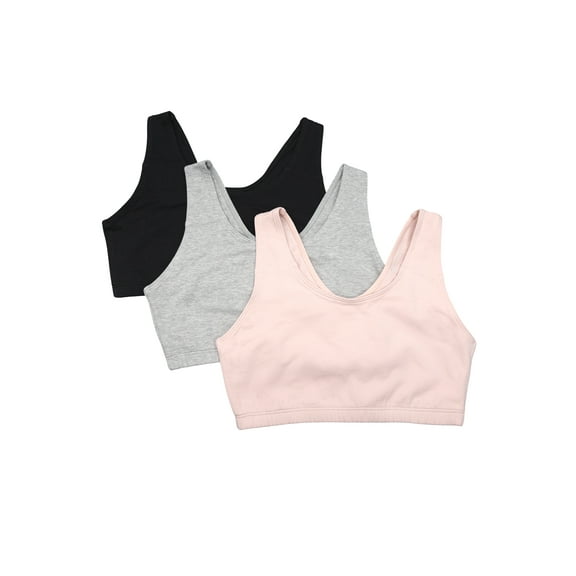 Fruit of the Loom Women's Tank Style Cotton Sports Bra 3-Pack, Sizes 34-48