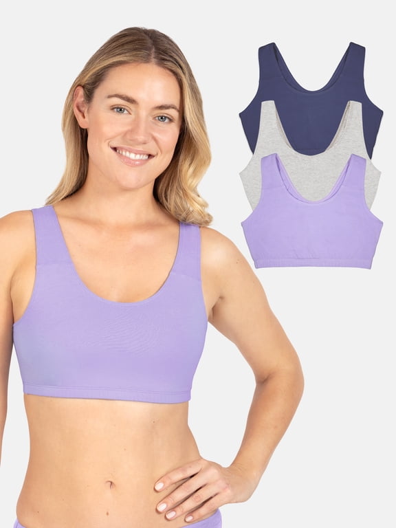 Women's Tank Style Cotton Sports Bra, 3-Pack, Style- 9012