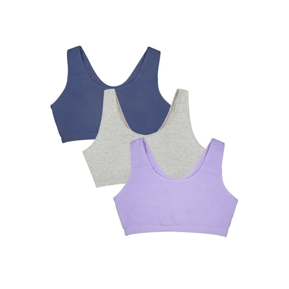 Fruit of the Loom Women's Tank Style Cotton Sports Bra, 3-Pack, Style- 9012