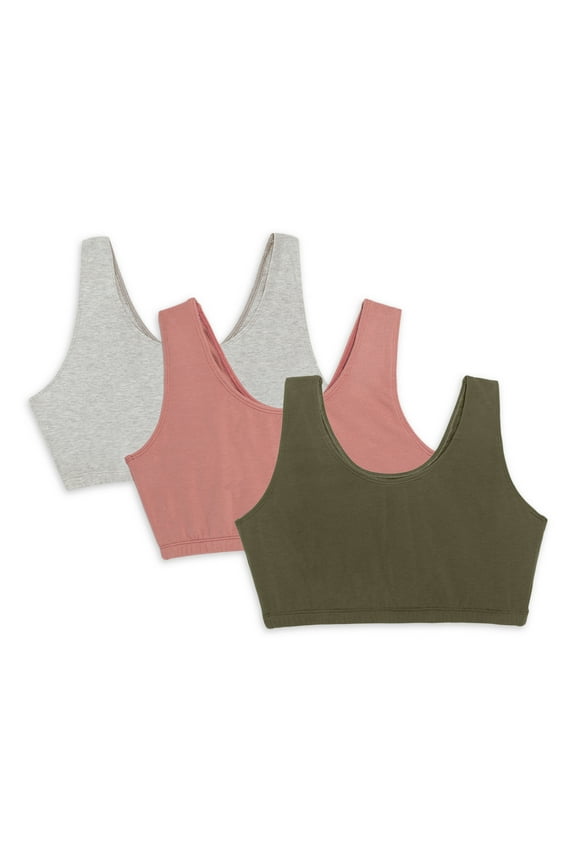 Women's Tank Style Cotton Sports Bra, 3-Pack, Style-9012