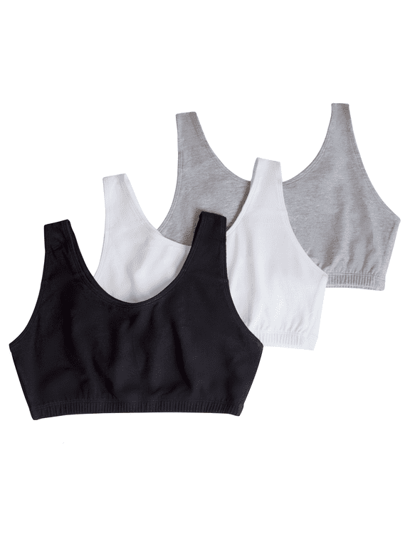 Women's Tank Style Cotton Sports Bra, 3-Pack, Style-9012