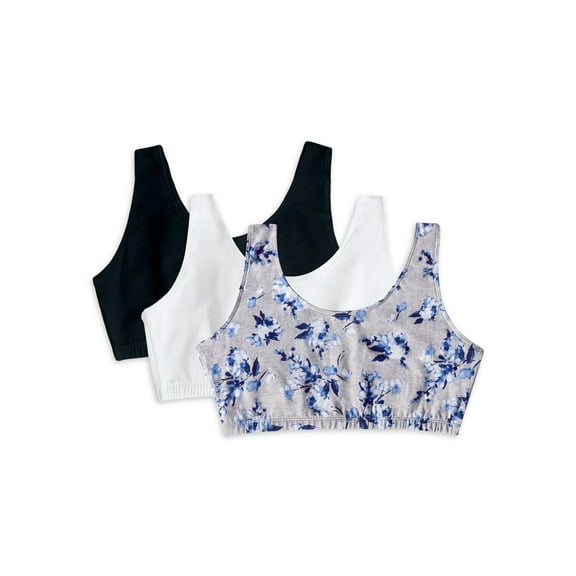 Fruit of the Loom Women's Tank Style Cotton Sports Bra, 3-Pack, Style-9012